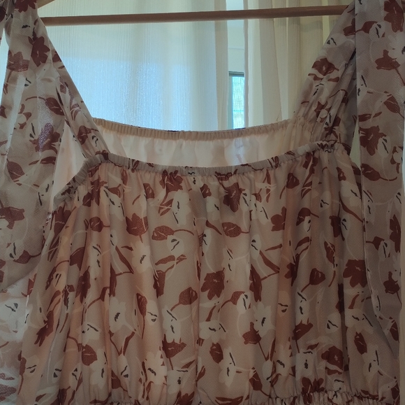 NEW Minkpink Elena Mini Dress Size Extra Large Brown Floral Ruche Ruffle XL - Picture 10 of 13